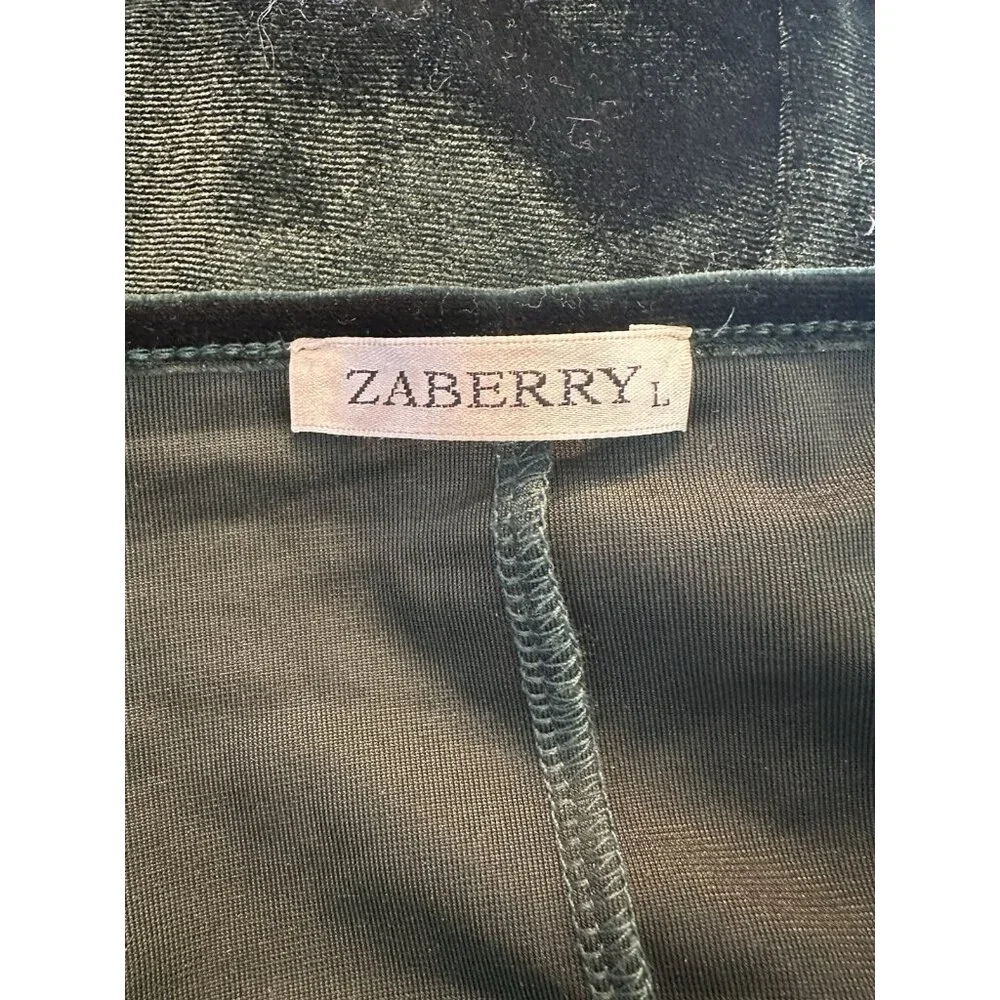 ZABERRY Women Green VNeck Long sleeve Ruched Velvet Cocktail Evening Dress Large - Picture 5 of 5